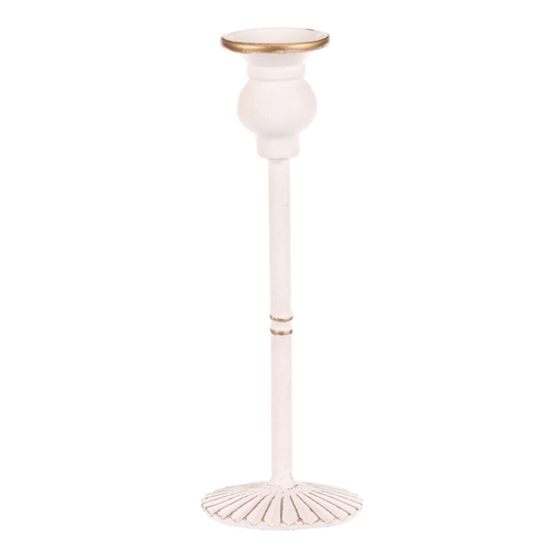Svícen kovový - 24 cm, na kónickou svíčku, bílý