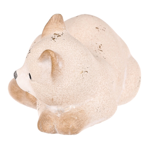 Kočka - keramická figurka, ležící, vel. L, barva krémová