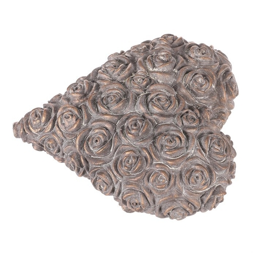 Srdce s růžemi - betonové, antracitově šedé