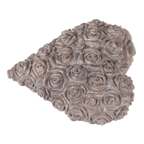 Srdce s růžemi - betonové, antracitově šedé