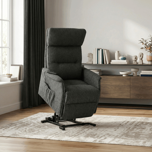 Polohovací křeslo, elektrické kabelové ovládání, šedá, látka, TV-L8960 GREY2