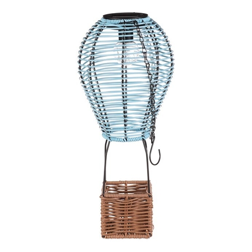 Lucerna - umělý ratan a kov, balón, LED osvětl, vel. L, modro-hnědá