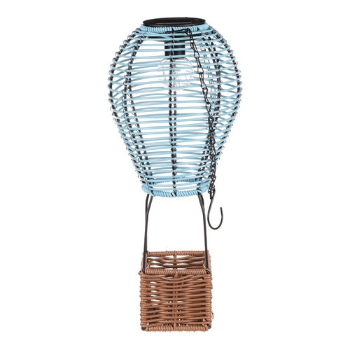 Lucerna - umělý ratan a kov, balón, LED osvětl, vel. L, modro-hnědá