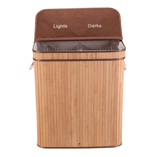 Koš prádelní - bambusový, s víkem, barva přírodní