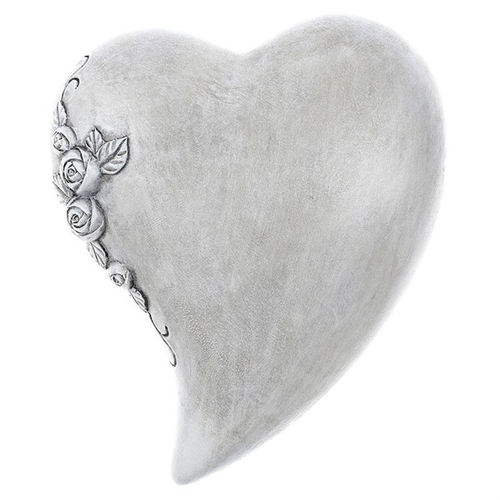 Srdce s květy růží - pietní dekorace, barva šedá