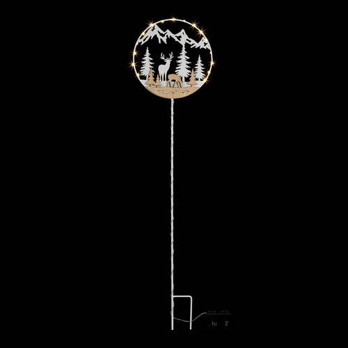 Zápich s LED - 100 cm, kov a bambus, časovač, mix 2, bílý, cena za 1 ks