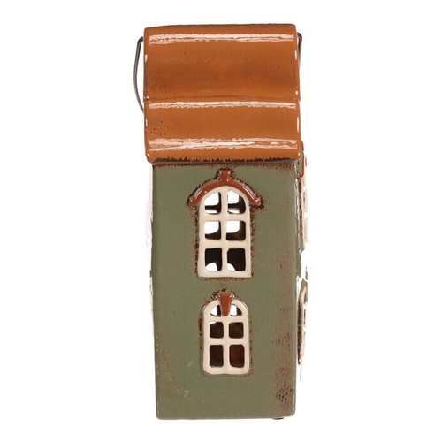 Domeček keramický - na čajovou svíčku, zelený