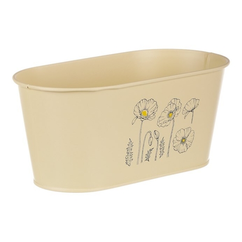 Truhlík kovový - motiv kvetoucího máku, žlutý