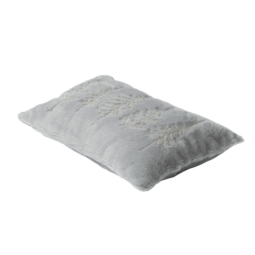 Polštář s výplní - umělá kožešina, vánoční, šedý, 100% polyester, 50 x 30 cm
