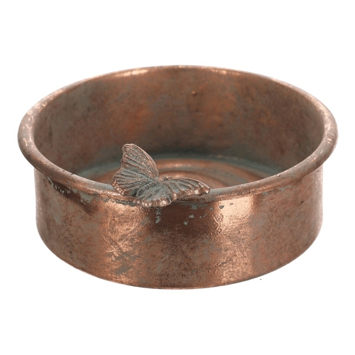 Tác kovový - oválný s motýlem, barva měděná