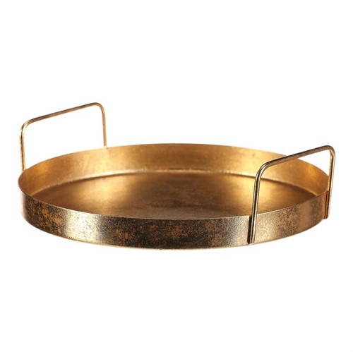 Tác kovový s uchy - kulatý tvar, barva zlatá