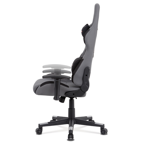 Herní křeslo, houpací mechanismus, šedá, KA-F05 GREY