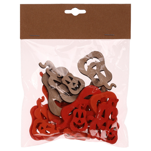 Dýně s obličejem - dřevo, mix 3 barev a 3 vel., cena za balení (18 ks)