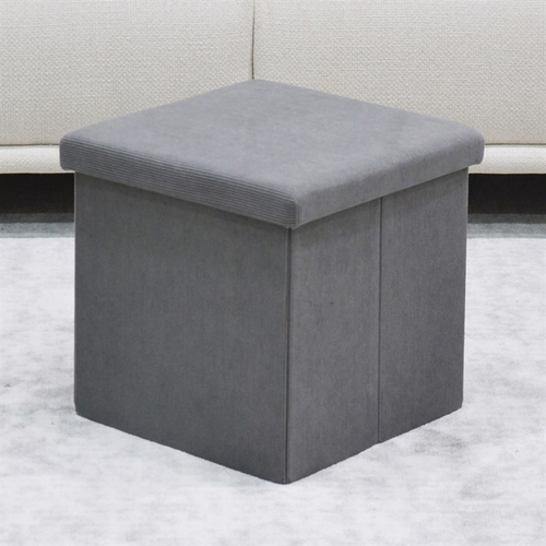 Taburet s úložným prostorem, šedá, manšestrová látka, TAB-471 GREY6