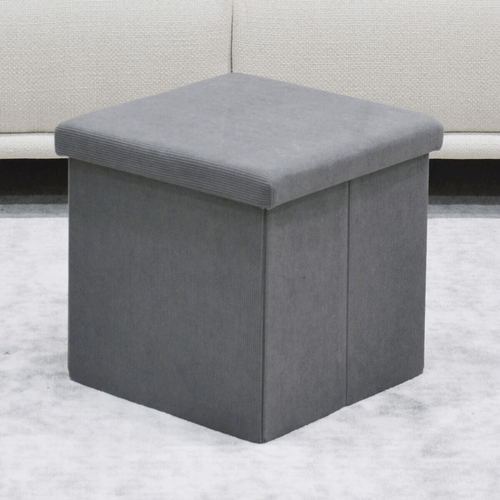 Taburet s úložným prostorem, šedá, manšestrová látka, TAB-471 GREY6