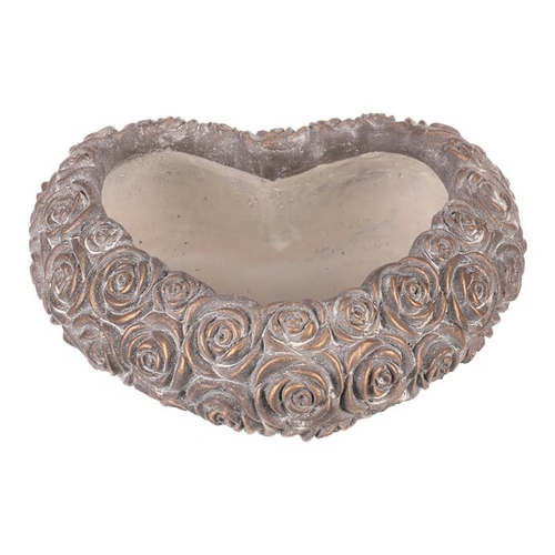 Obal na květiny - srdce s růžemi, beton, antracitově šedý