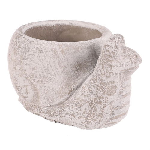Obal na květiny - beton, šnek, vel. M, šedo-bílý