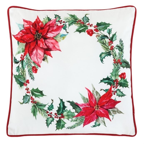 Polštář s výplní - vánoční růže, 100% polyester, 45 x 45 cm