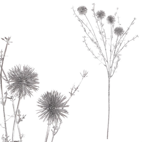 Bodlák - umělý větev, stříbrná matná