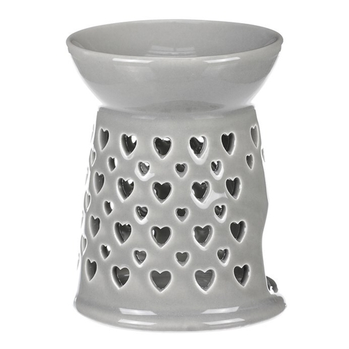 Aromalampa - porcelánová, se srdíčky, barva šedá