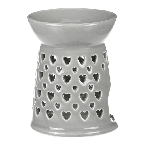 Aromalampa - porcelánová, se srdíčky, barva šedá