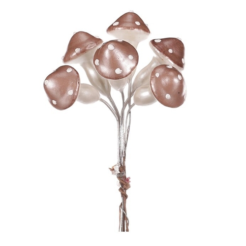 Houby na drátku, barva růžová perleť, cena za balení (48 ks)