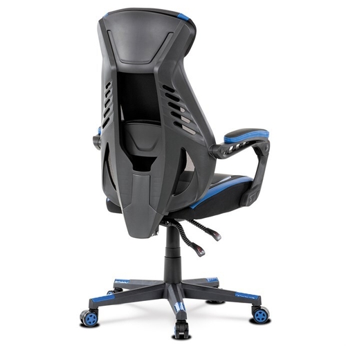 Herní křeslo, houpací mechanismus, černá ekokůže, KA-Y213 BLUE