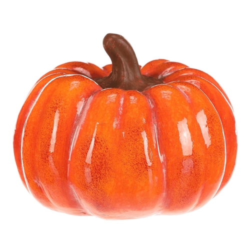 Dýně s obličejem - keramika, LED osvětlení, oranžová