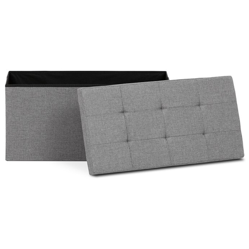 Taburet s úložným prostorem, šedá, jemně hrubá látka, TAB-462 GREY2