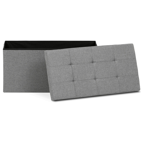 Taburet s úložným prostorem, šedá, jemně hrubá látka, TAB-462 GREY2