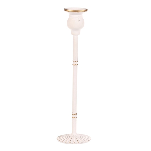 Svícen kovový - 30 cm, na kónickou svíčku, bílý