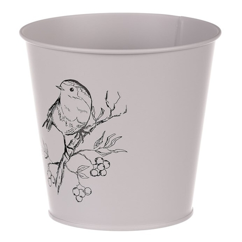 Obal kovový - motiv ptáčka, barva šedá