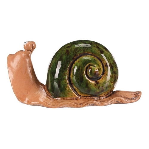Šnek - keramická figurka, zelená, cena za 1 ks