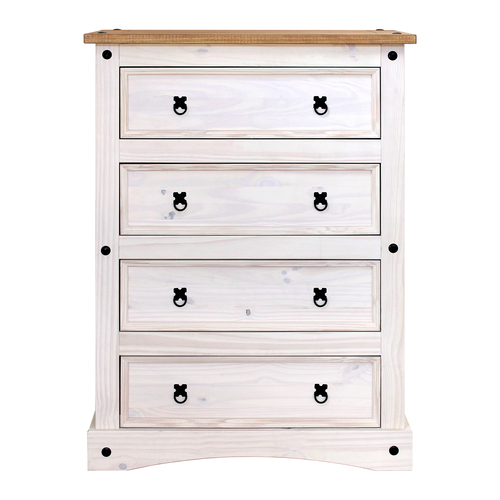 Komoda 4 zásuvky CORONA bílý vosk