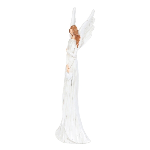 Anděl - figurka z polyresinu, imitace dřeva, vel. L, bílý