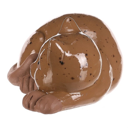 Kočka - keramická figurka, ležící, vel. S, barva hnědá