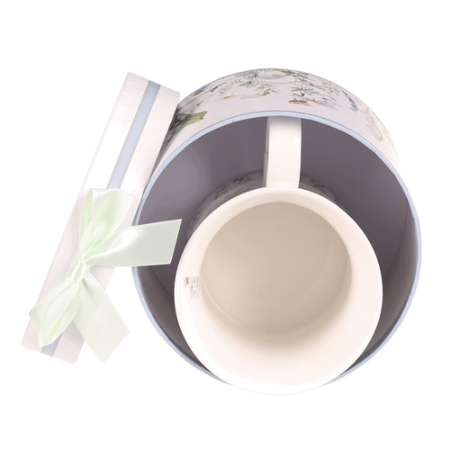 Hrnek malovaný - porcelán, dárková dóza, motiv s konvalinkami