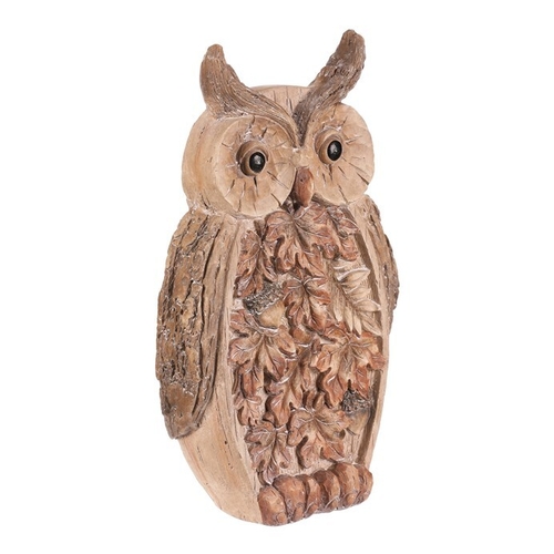 Sova - dekorace s osvětlením, magnesium, imitace dřeva