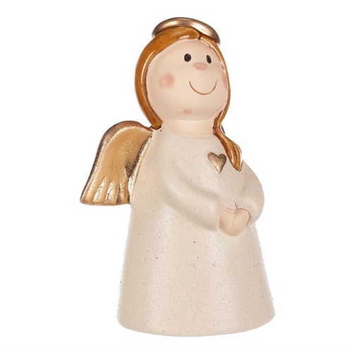 Anděl - keramická figurka, krémová se zlatými křídly