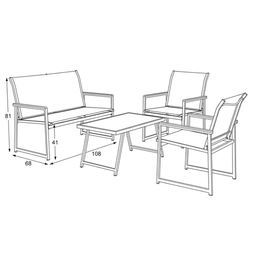 Zahradní sestava, síťovina, šedá, AZS-S1212 GREY