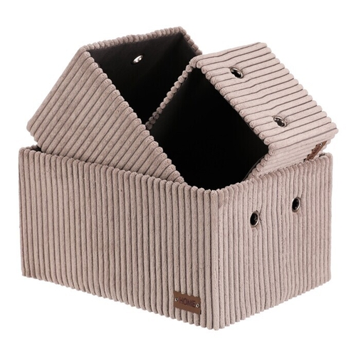 Koš regálový - manšestrový potah, šedý, cena za sadu 3 ks