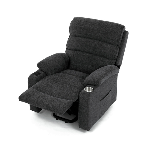 Polohovací křeslo, elektrické kabelové ovládání, šedá, látka, TV-S8348 GREY2