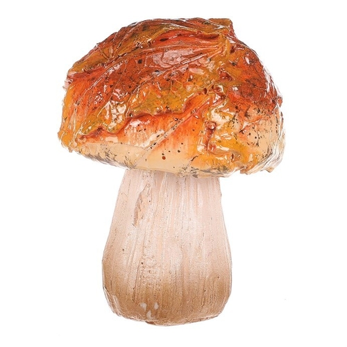 Houba z polyresinu - kulatý klobouk s listím, žlutá