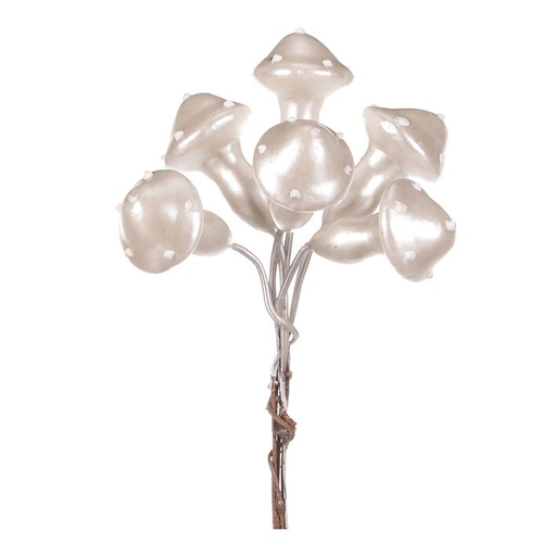 Houby na drátku, barva bílá perleť, cena za balení (48 ks)