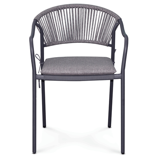 Zahradní židle, kov, polyratan, šedá, AZC-L1352 GREY