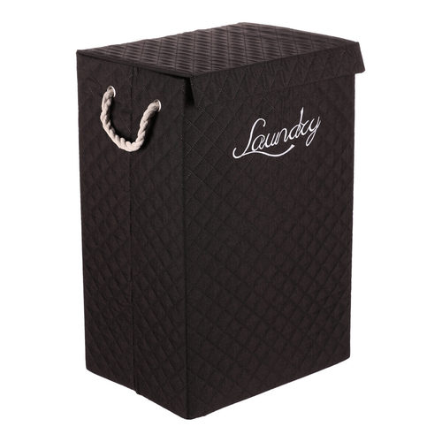 Koš prádelní - látkový s uchy, hranatý, černý