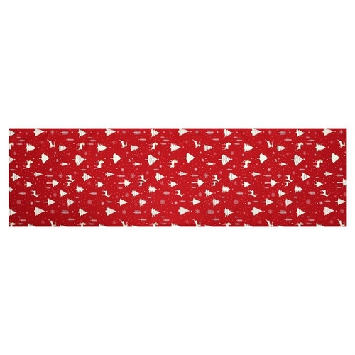 Běhoun červený - vánoční vzor, 100% polyester, 40 x 150 cm