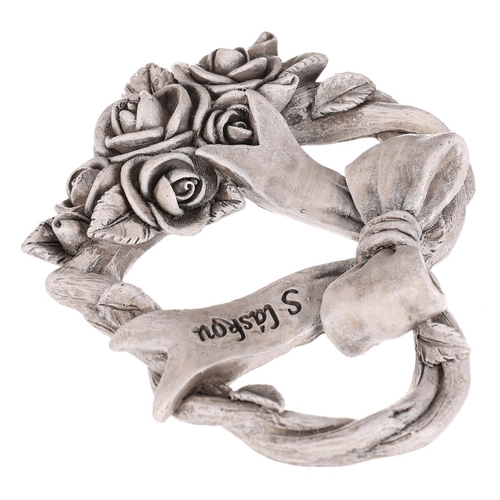 Srdce se stuhou a mašlí - pietní, polyresin, šedá