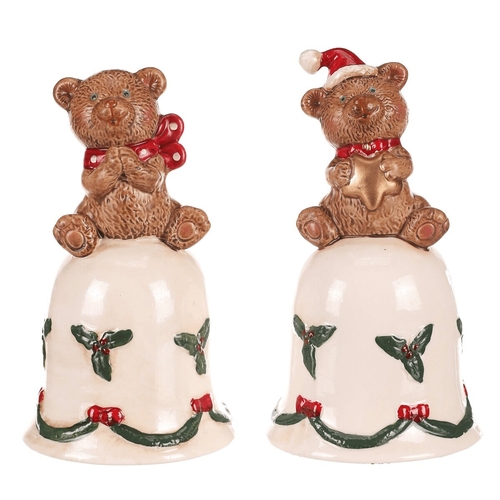 Zvonek s medvídkem - porcelán, mix 2 druhů, cena za 1 ks