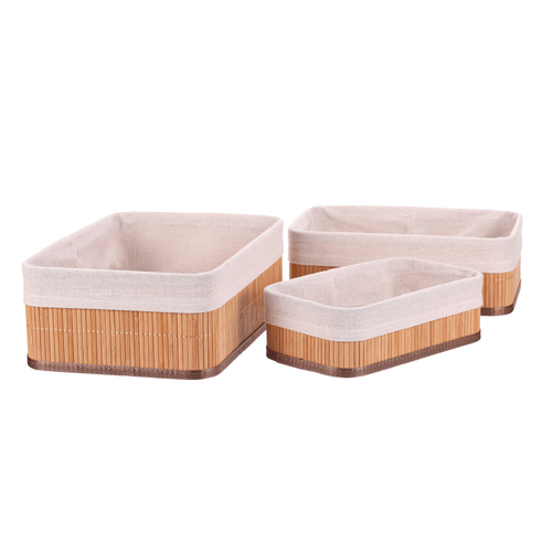 Koš regálový - bambus, přírodní, cena za sadu 3 ks